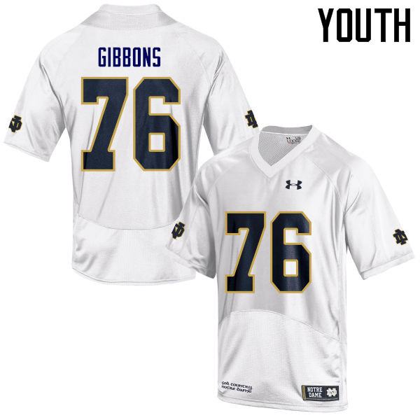 Youth NCAA Notre Dame Fighting Irish #76 Dillan Gibbons Stitched College Under Armour Authentic White Football Jersey VZ10T41ED